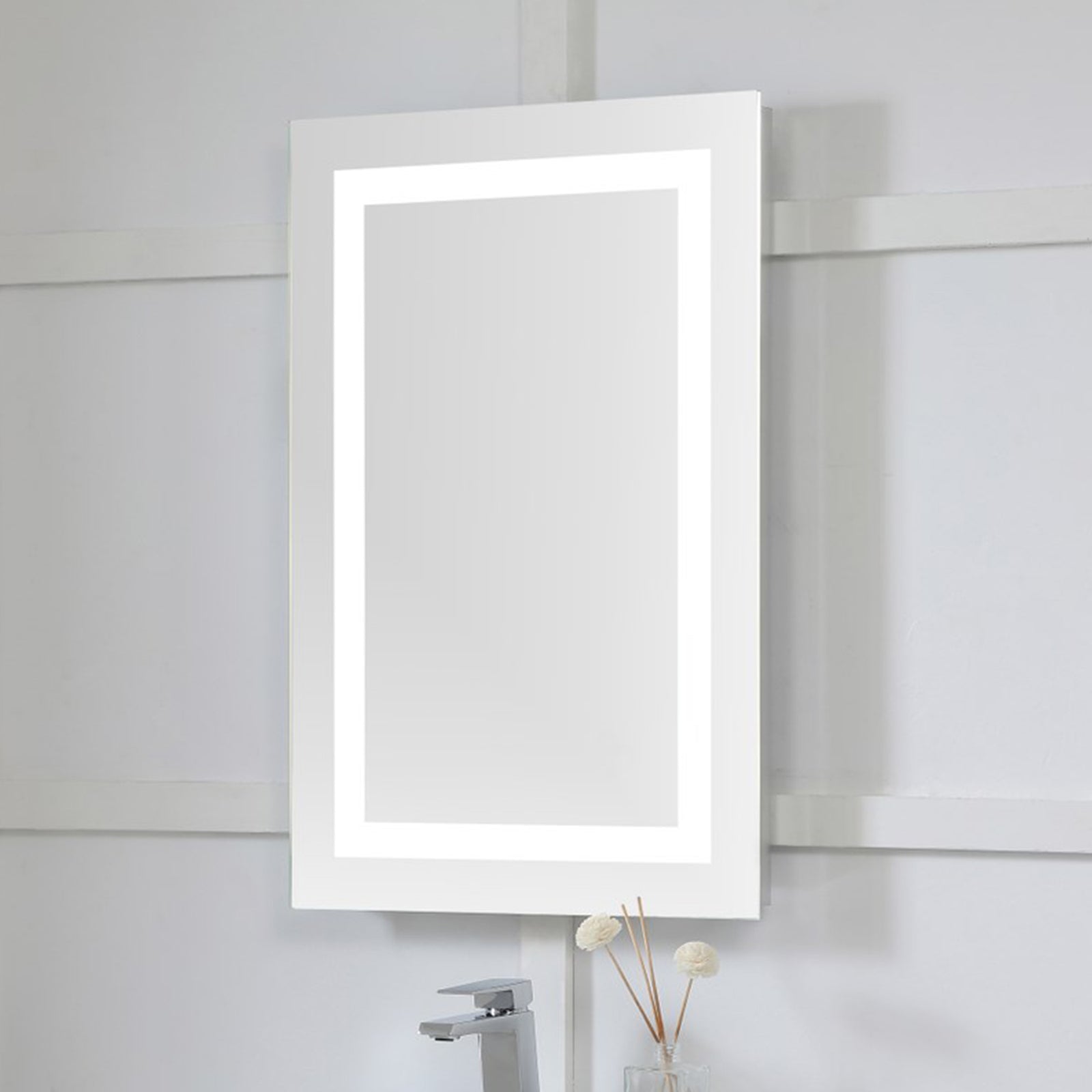 Nova 30in. X 20in. LED Rectangular Mirror White Finish - DECOR by Joshua Marshal