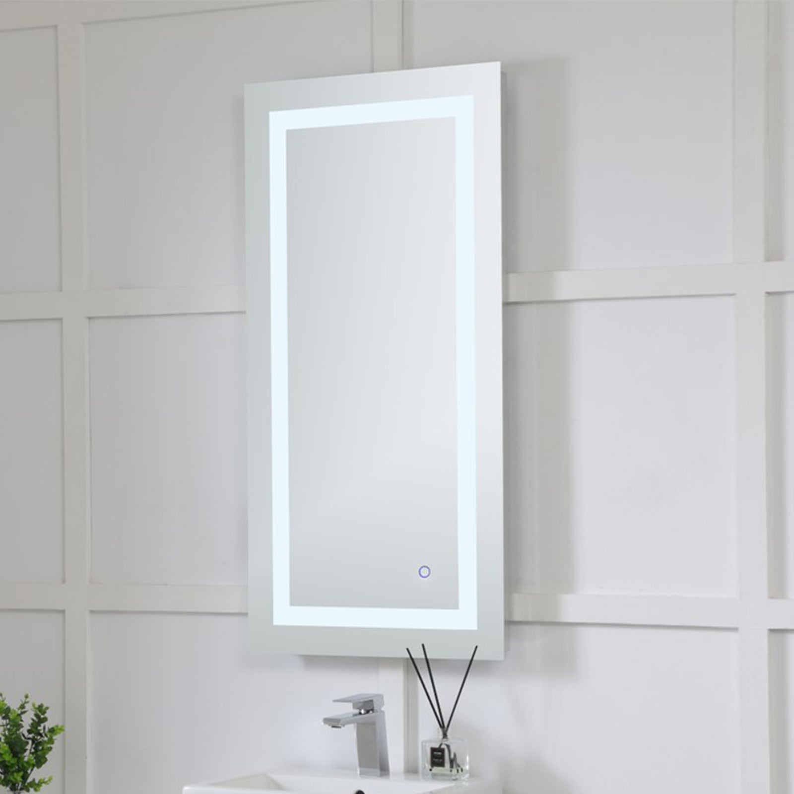 Nova 40in. X 20in. LED Rectangular Mirror White Finish - DECOR by Joshua Marshal
