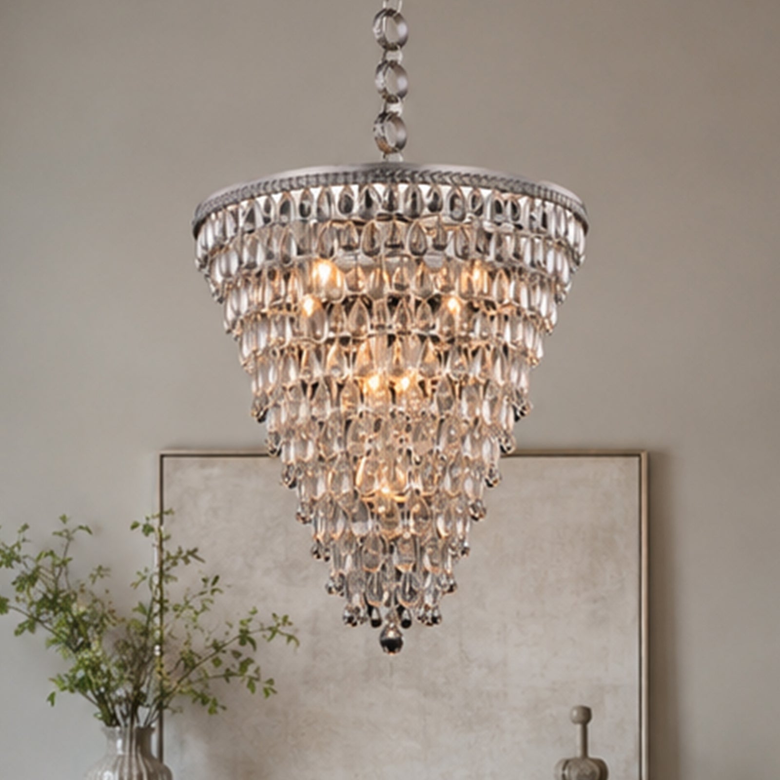 7 light antique silver Chandelier Clear Royal Cut Crystal Antique Silver Finish - LIGHTING by Joshua Marshal