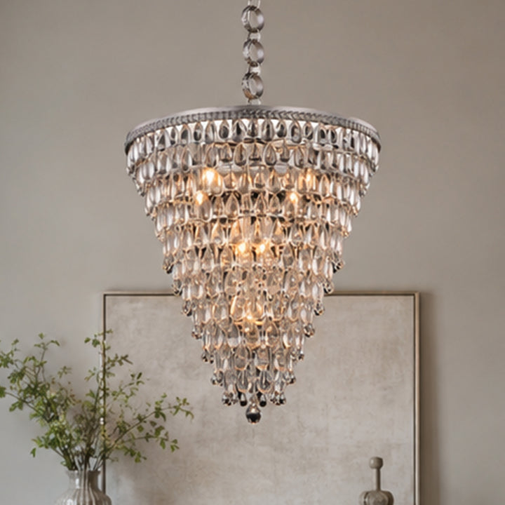 7 light antique silver Chandelier Clear Royal Cut Crystal Antique Silver Finish - LIGHTING by Joshua Marshal