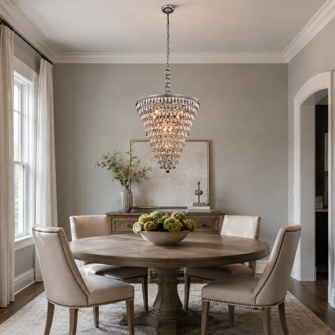7 light antique silver Chandelier Clear Royal Cut Crystal - View 2 - Joshua Marshal