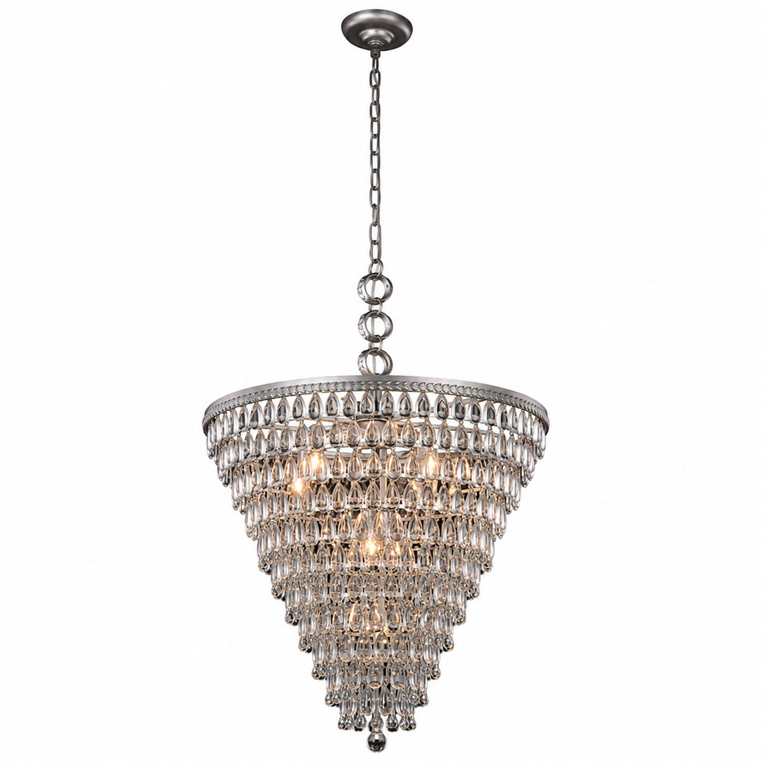 7 light antique silver Chandelier Clear Royal Cut Crystal - View 3 - Joshua Marshal