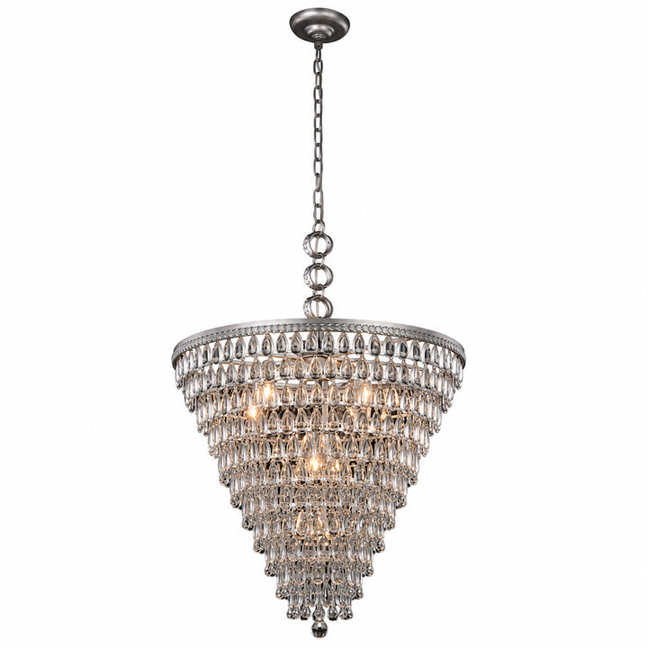 7 light antique silver Chandelier Clear Royal Cut Crystal - View 3 - Joshua Marshal