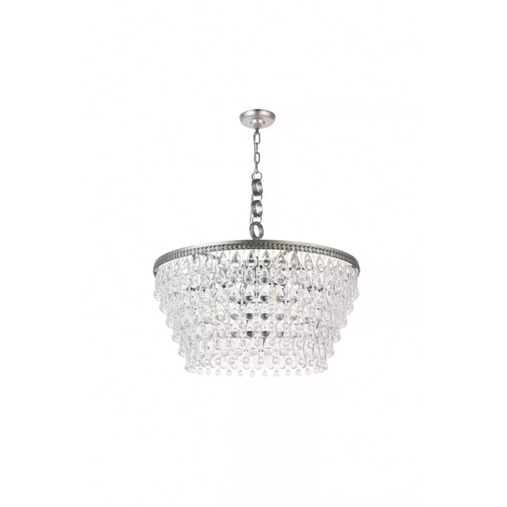 6 light antique silver Chandelier Clear Royal Cut Crystal - View 4 - Joshua Marshal