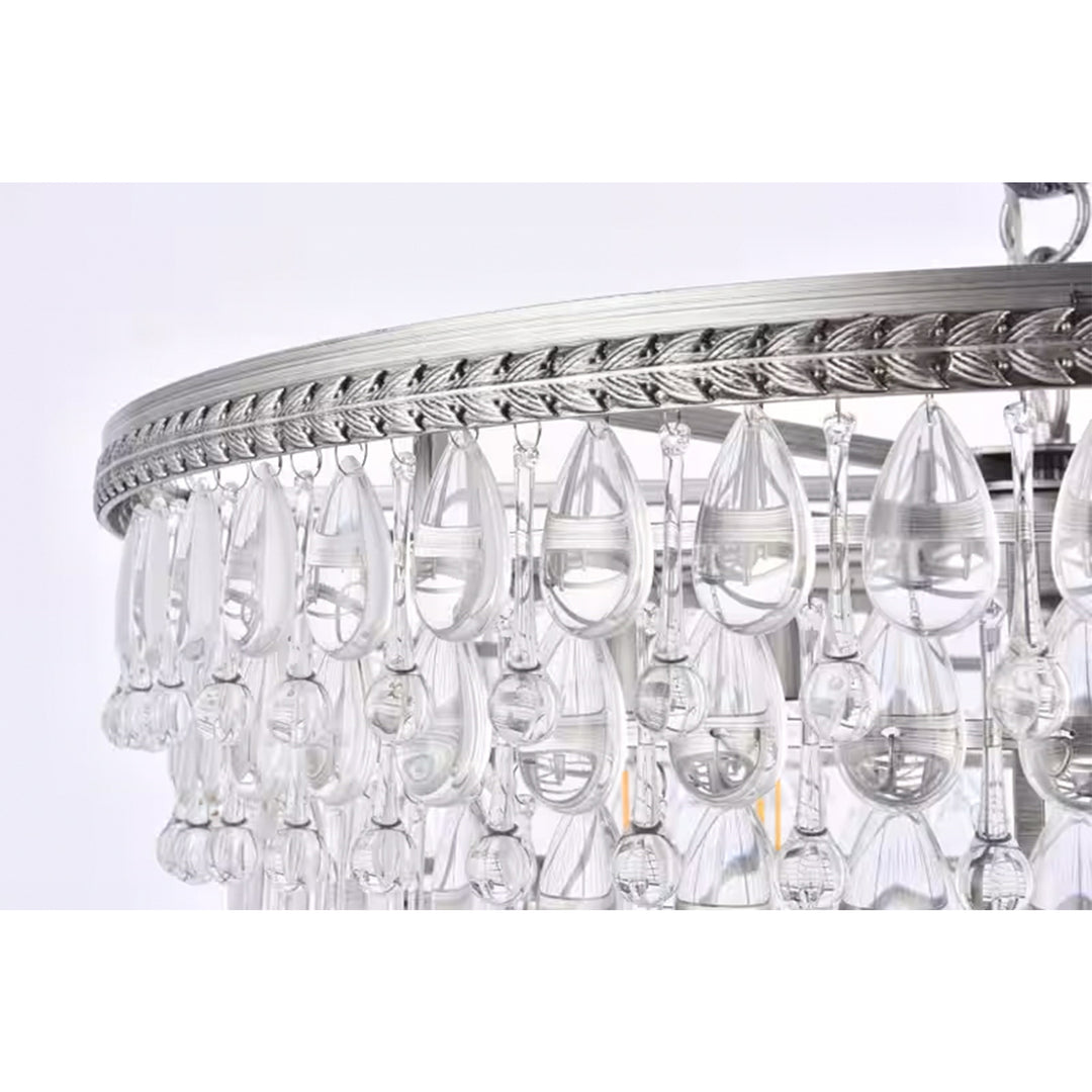 6 light antique silver Chandelier Clear Royal Cut Crystal - View 5 - Joshua Marshal