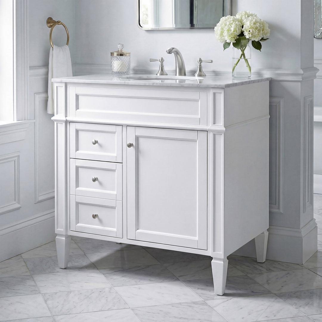 32in Single Bathroom Vanity Set In White White Finish - KITCHEN & BATH by Joshua Marshal