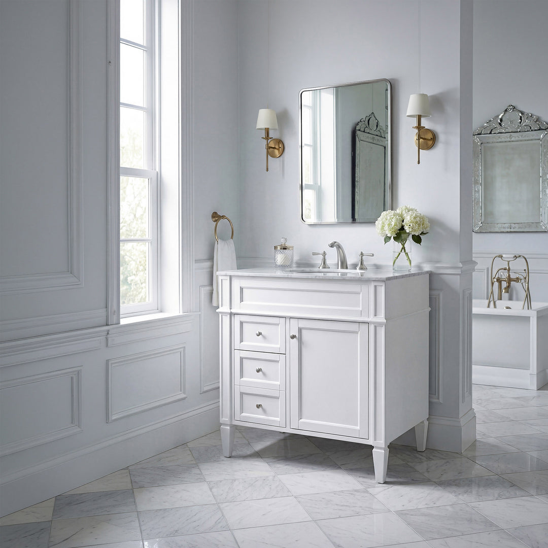 32in Single Bathroom Vanity Set In White - View 2 - Joshua Marshal