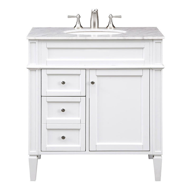 32in Single Bathroom Vanity Set In White - View 3 - Joshua Marshal