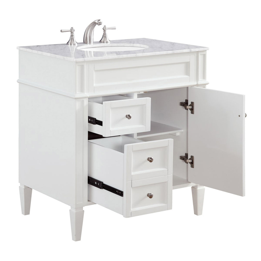 32in Single Bathroom Vanity Set In White - View 5 - Joshua Marshal