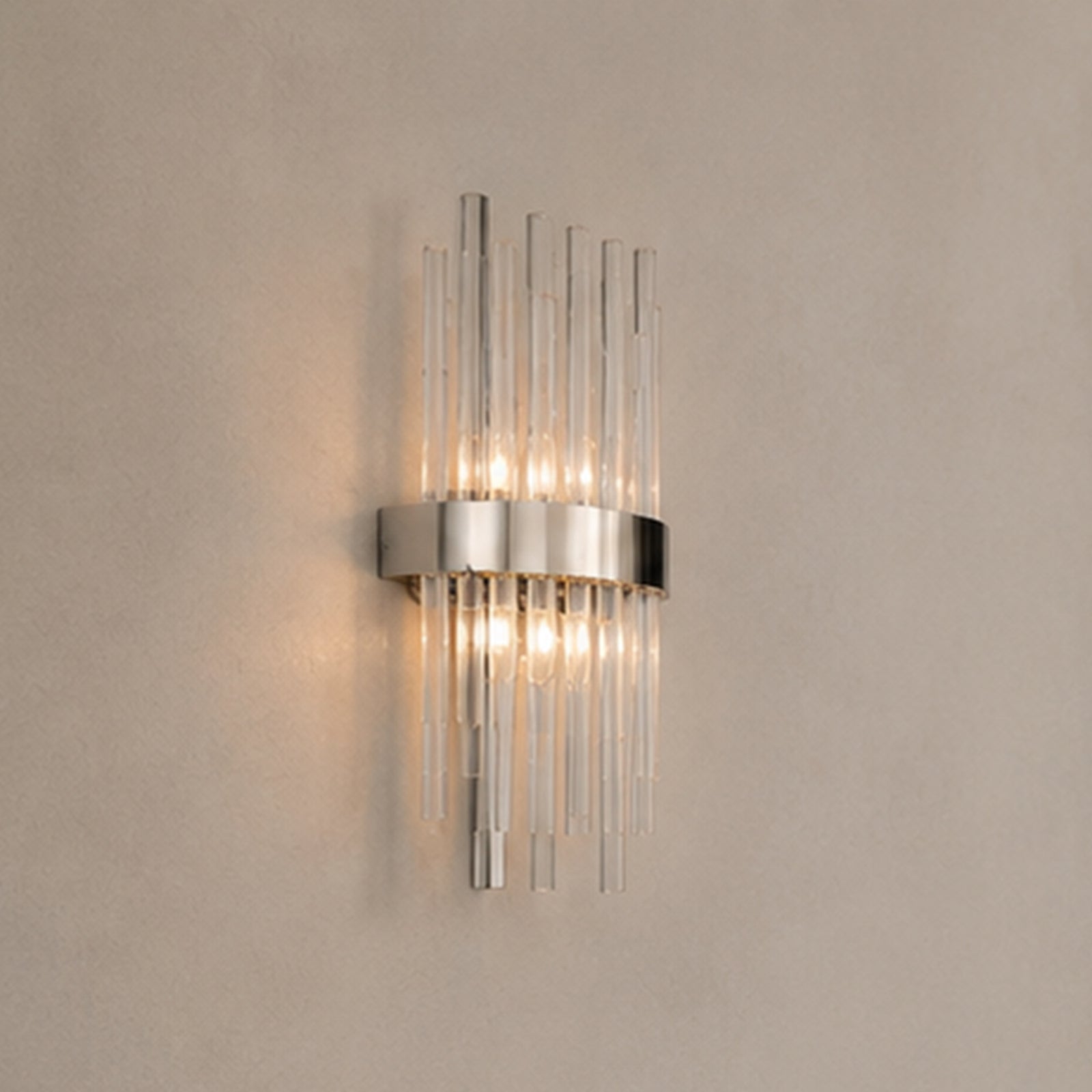 2 light Chrome and Clear Wall Sconce Clear Royal Cut Crystal Chrome Finish - LIGHTING by Joshua Marshal