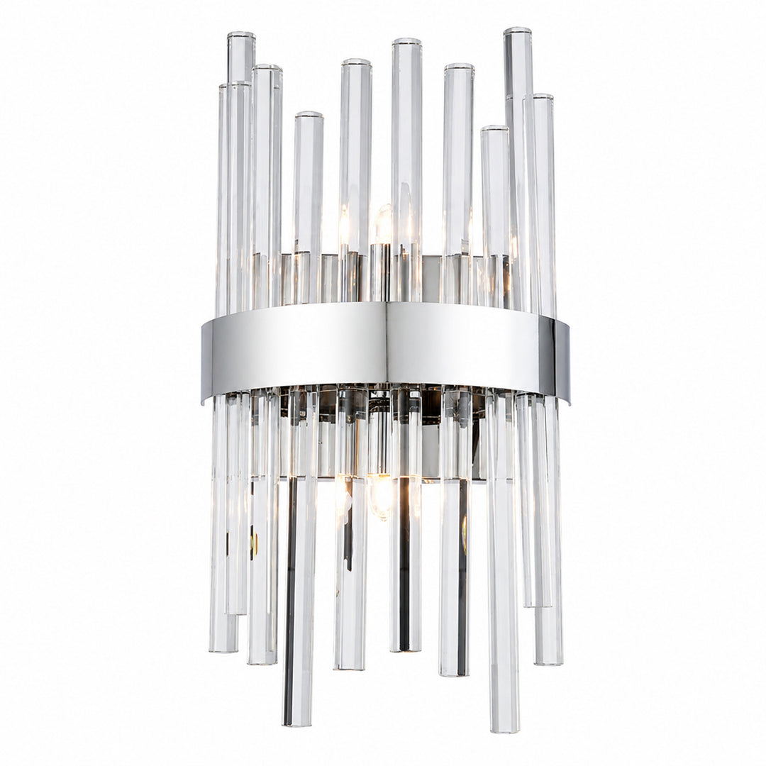 2 light Chrome and Clear Wall Sconce Clear Royal Cut Crystal - View 3 - Joshua Marshal
