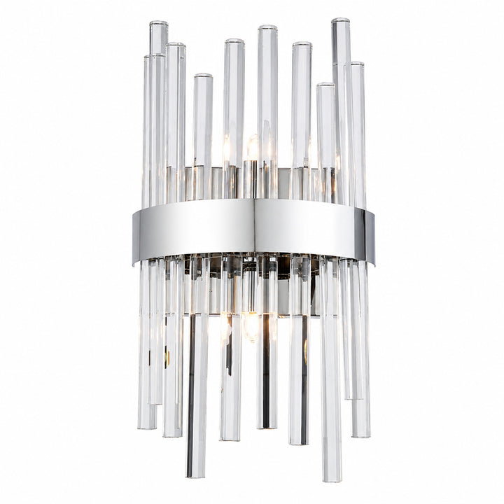 2 light Chrome and Clear Wall Sconce Clear Royal Cut Crystal - View 3 - Joshua Marshal