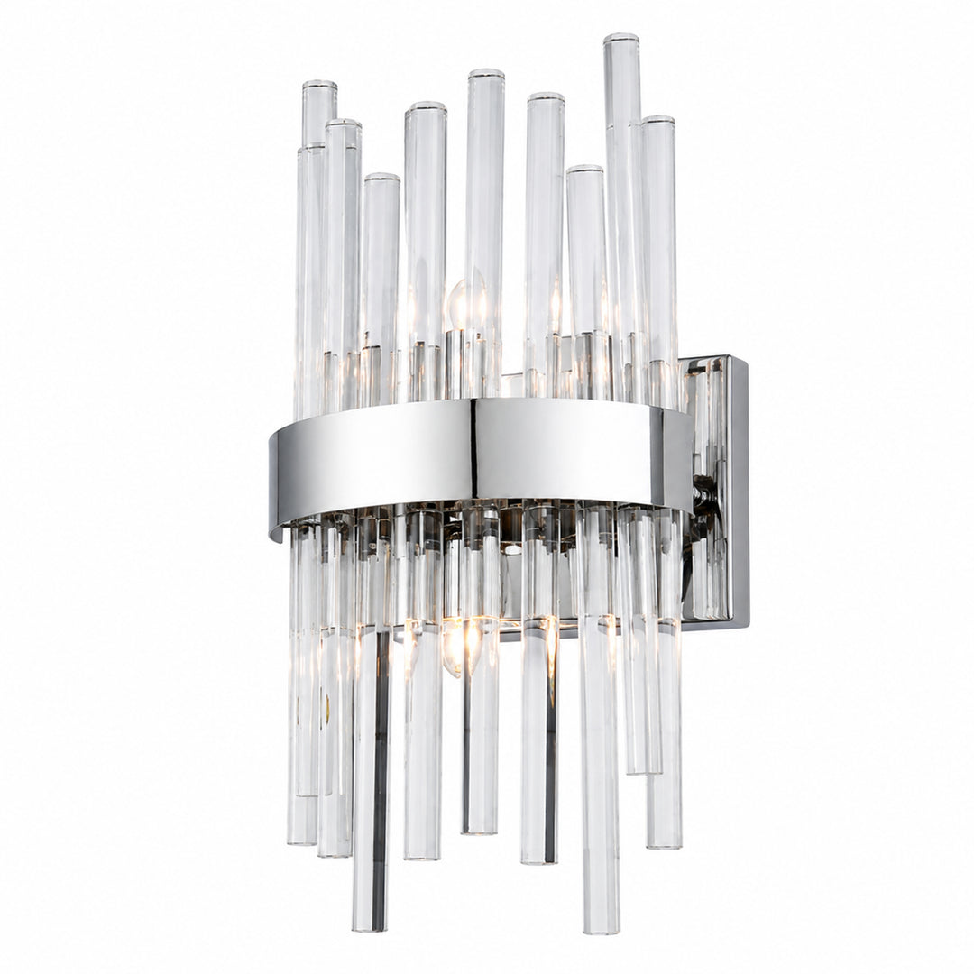 2 light Chrome and Clear Wall Sconce Clear Royal Cut Crystal - View 4 - Joshua Marshal