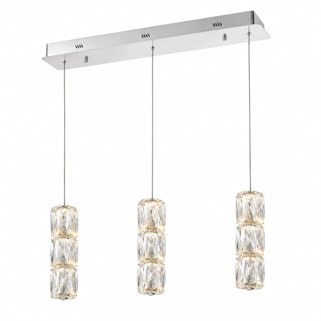 LED light Chrome Pendant Clear Elegant Cut Crystal - View 4 - Joshua Marshal