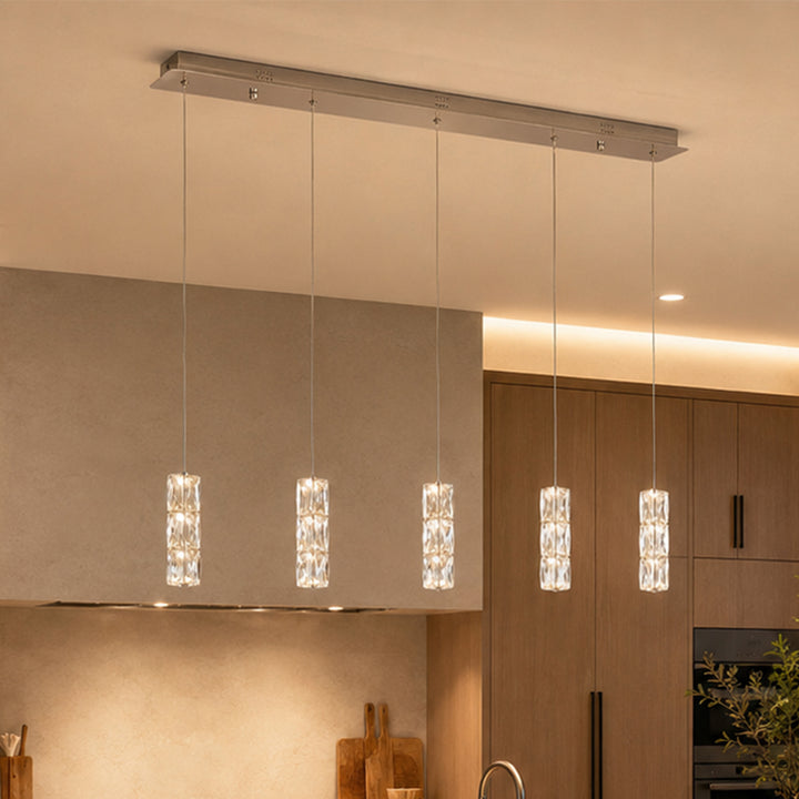LED light Chrome Pendant Clear Elegant Cut Crystal Chrome Finish - LIGHTING by Joshua Marshal