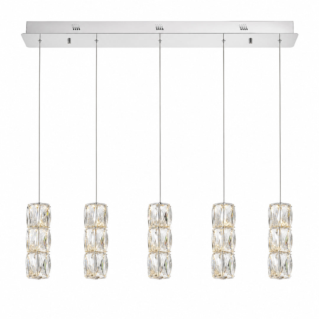 LED light Chrome Pendant Clear Elegant Cut Crystal - View 3 - Joshua Marshal