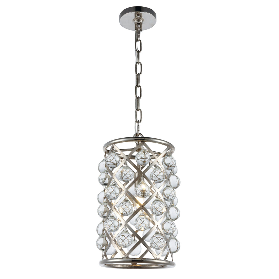 1 light polished Nickel Pendant Clear Royal Cut Crystal - View 3 - Joshua Marshal