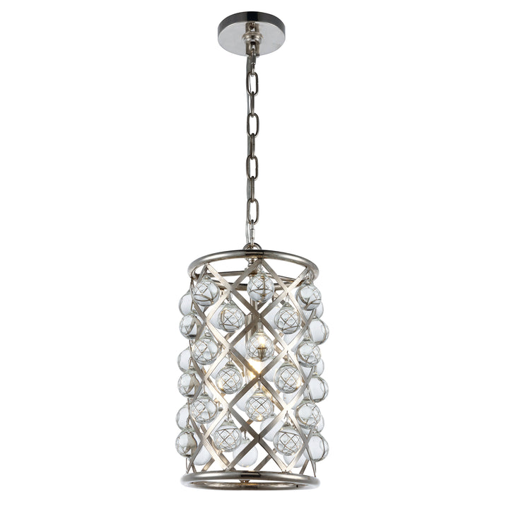 1 light polished Nickel Pendant Clear Royal Cut Crystal - View 3 - Joshua Marshal