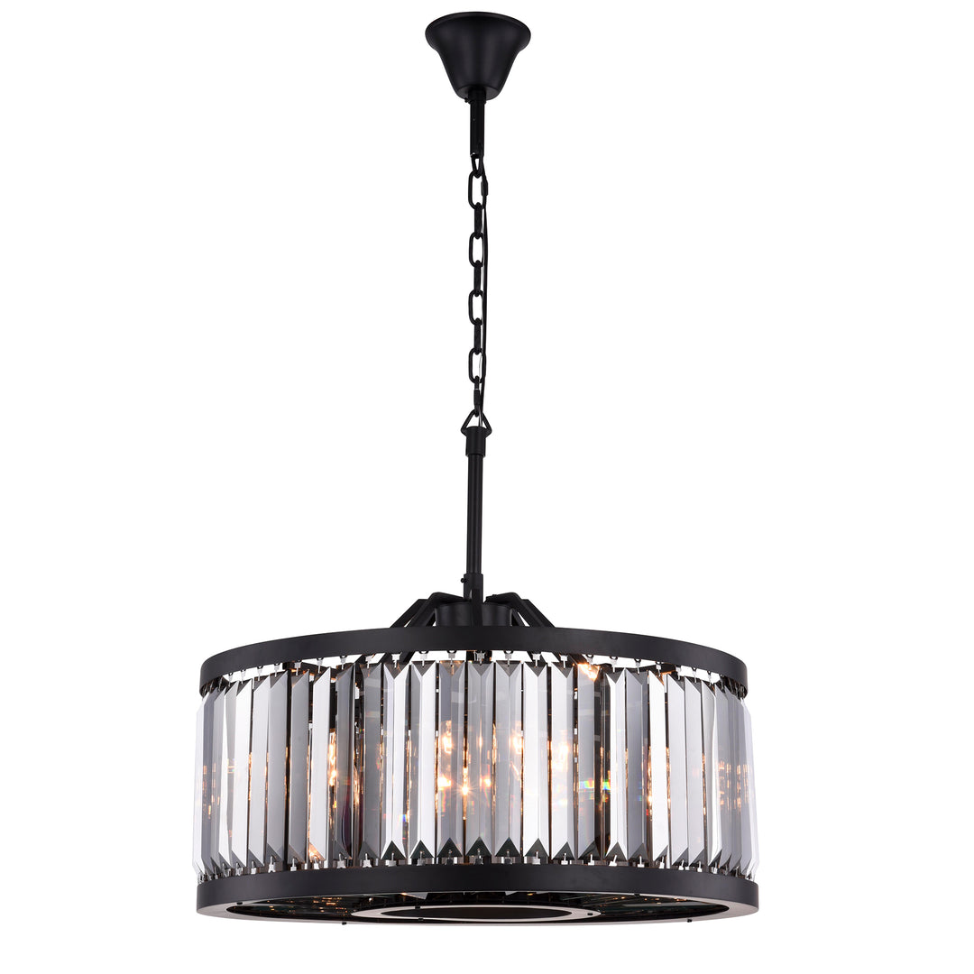 8 light Matte Black Chandelier Silver Shade (Grey) Royal Cut Crystal - View 3 - Joshua Marshal