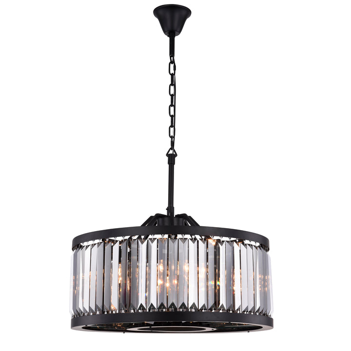 8 light Matte Black Chandelier Silver Shade (Grey) Royal Cut Crystal - View 3 - Joshua Marshal