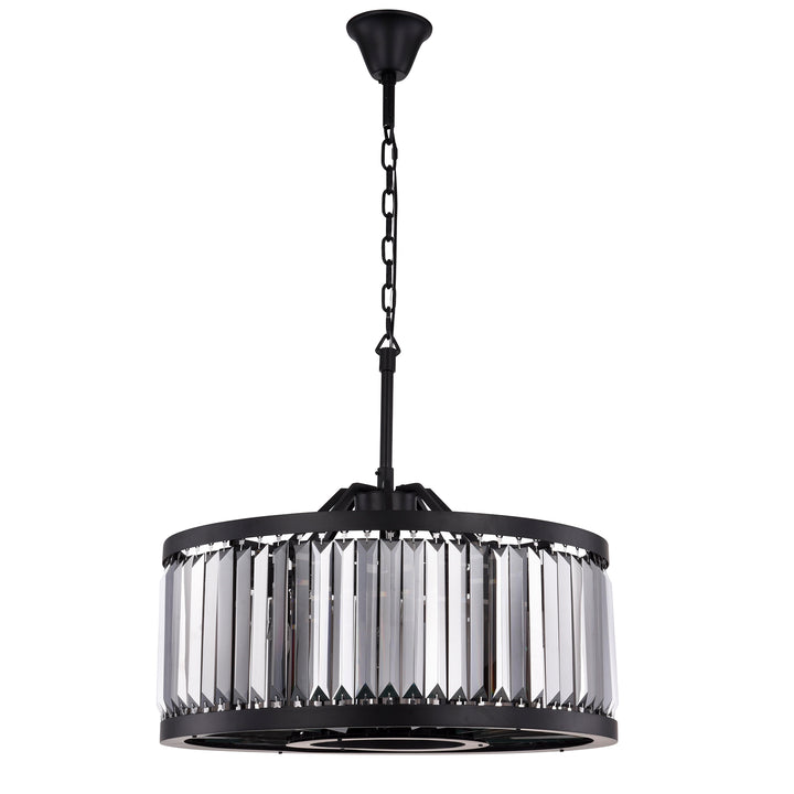 8 light Matte Black Chandelier Silver Shade (Grey) Royal Cut Crystal - View 4 - Joshua Marshal