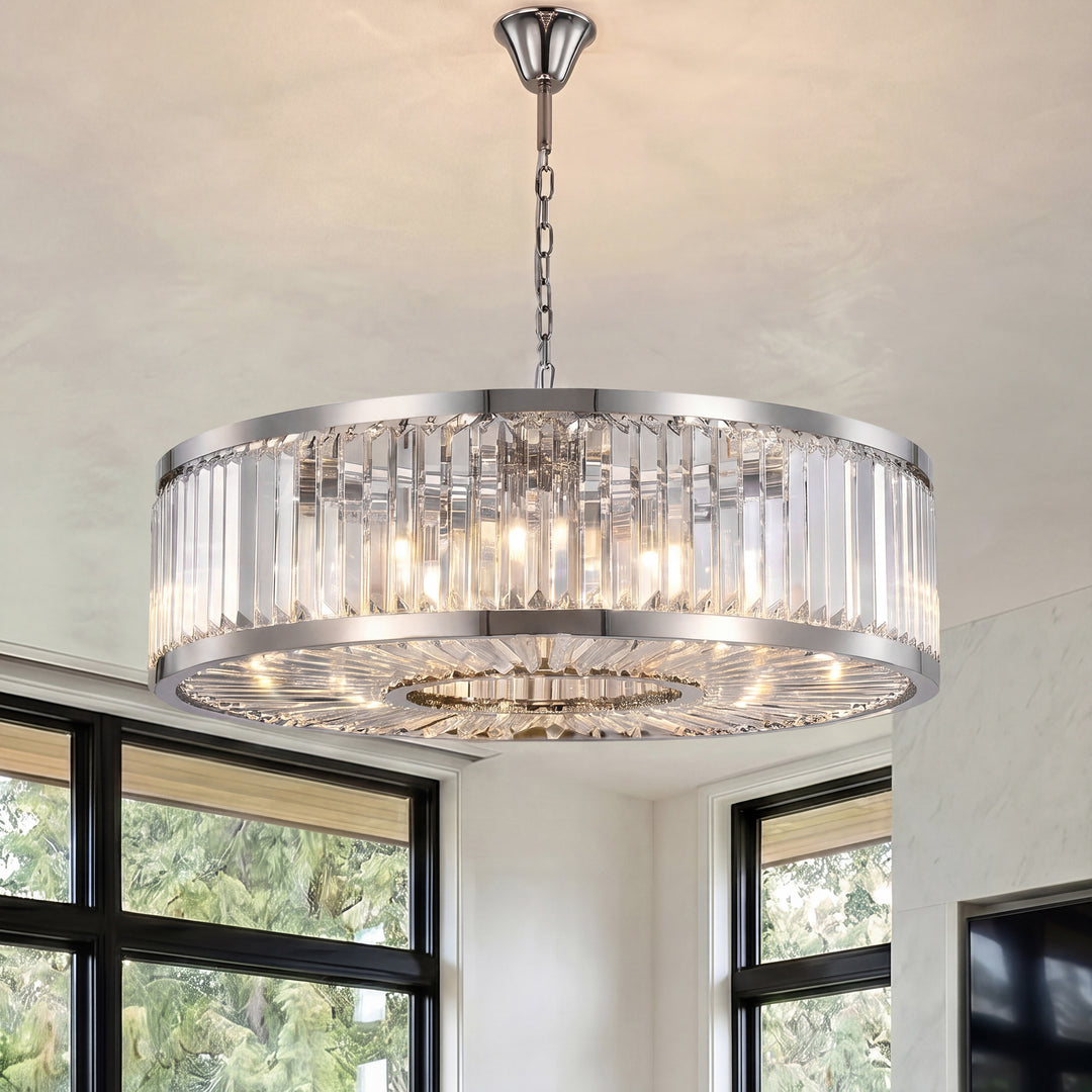 10 light polished nickel Chandelier Clear Royal Cut Crystal Polished Nickel Finish - LIGHTING by Joshua Marshal