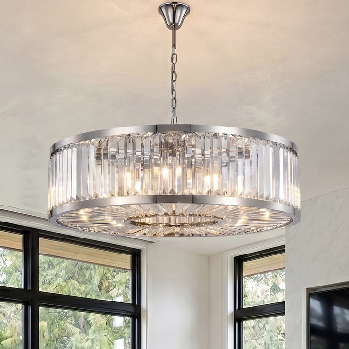 10 light polished nickel Chandelier Clear Royal Cut Crystal Polished Nickel Finish - LIGHTING by Joshua Marshal