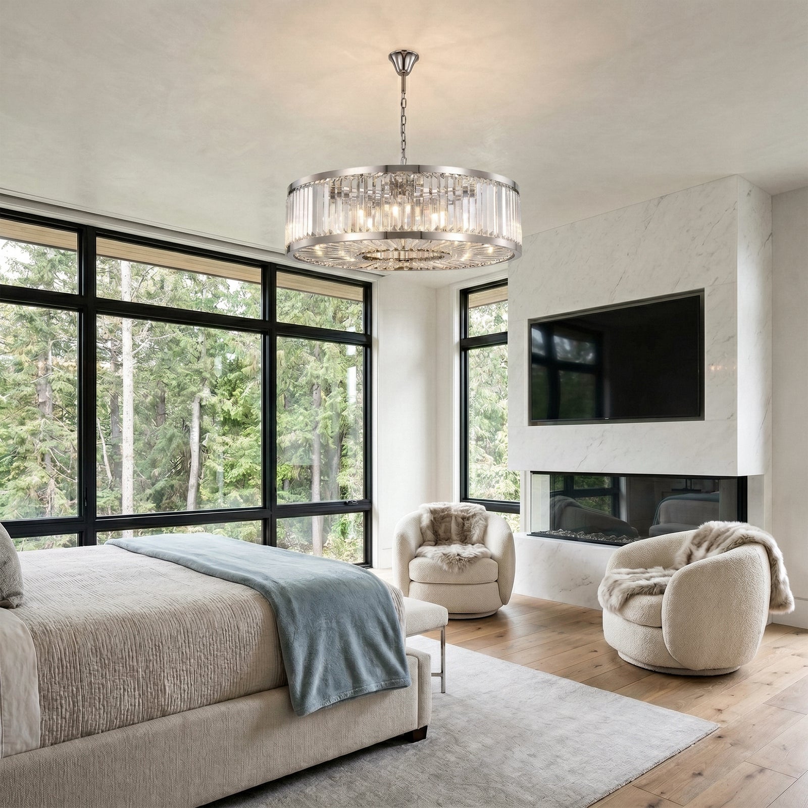 10 light polished nickel Chandelier Clear Royal Cut Crystal - View 2 - Joshua Marshal