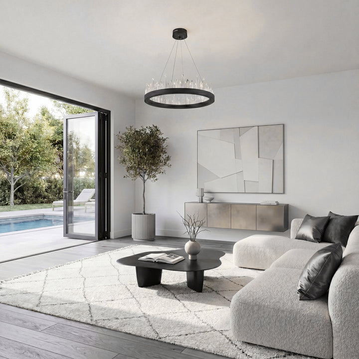 32 light Satin Dark Grey Chandelier Clear Royal Cut Crystal - View 2 - Joshua Marshal