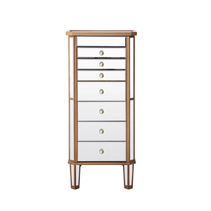 7 Drawer Jewelry Armoire 18 In. X 12 In. X 41 In. In Gold Clear - View 3 - Joshua Marshal
