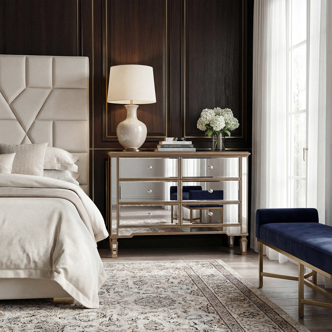 6 Drawer Dresser 48 In. X 18 In. X 32 In. In Gold Paint - View 2 - Joshua Marshal