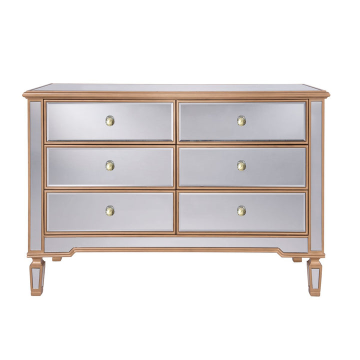 6 Drawer Dresser 48 In. X 18 In. X 32 In. In Gold Paint - View 3 - Joshua Marshal