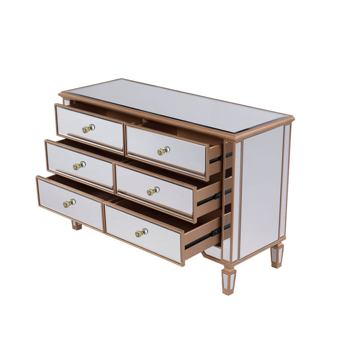 6 Drawer Dresser 48 In. X 18 In. X 32 In. In Gold Paint - View 6 - Joshua Marshal