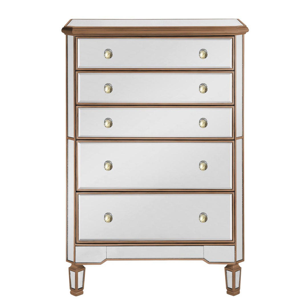 5 Drawer Cabinet 33 In. X 16 In. X 49 In. In Gold Paint - View 3 - Joshua Marshal
