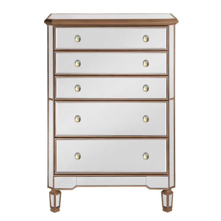 5 Drawer Cabinet 33 In. X 16 In. X 49 In. In Gold Paint - View 3 - Joshua Marshal