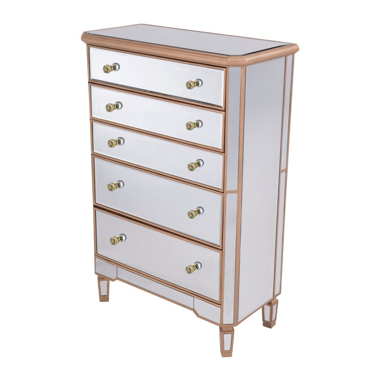 5 Drawer Cabinet 33 In. X 16 In. X 49 In. In Gold Paint - View 4 - Joshua Marshal