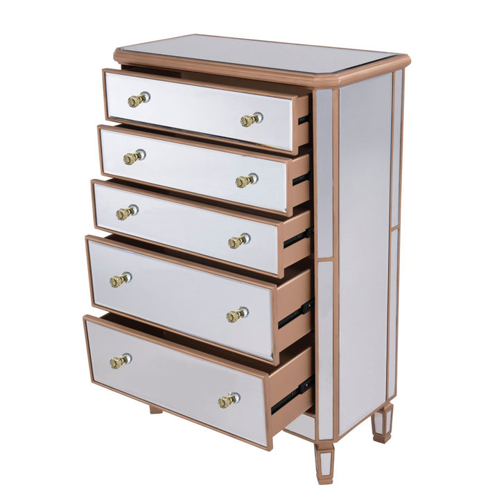 5 Drawer Cabinet 33 In. X 16 In. X 49 In. In Gold Paint - View 5 - Joshua Marshal