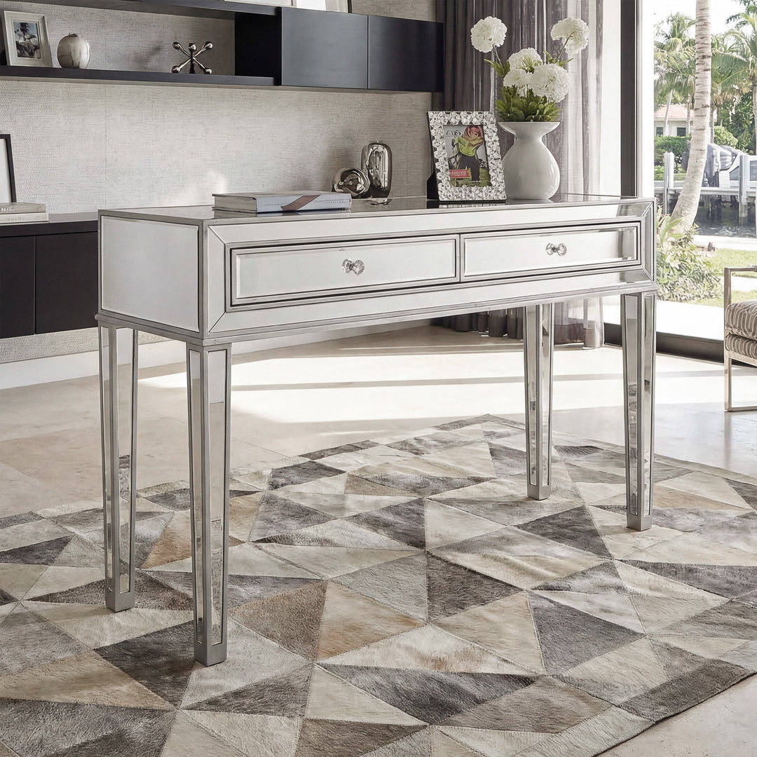 Desk 42In. W X 18In. D X 30In. H In Antique Silver Paint Antique Silver Paint Finish - FURNITURE by Joshua Marshal