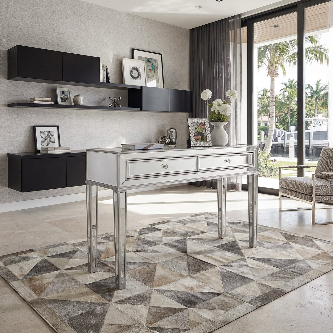 Desk 42In. W X 18In. D X 30In. H In Antique Silver Paint - View 2 - Joshua Marshal