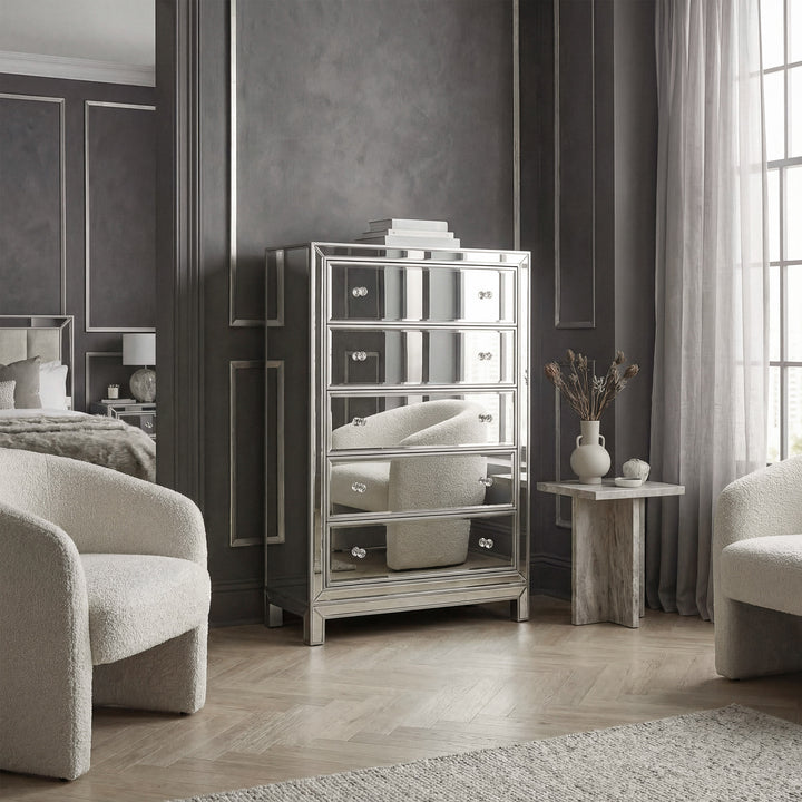 Chest 5 Drawers 34In. W X 16In. D X 48In. H In Antique Silver Paint - View 2 - Joshua Marshal