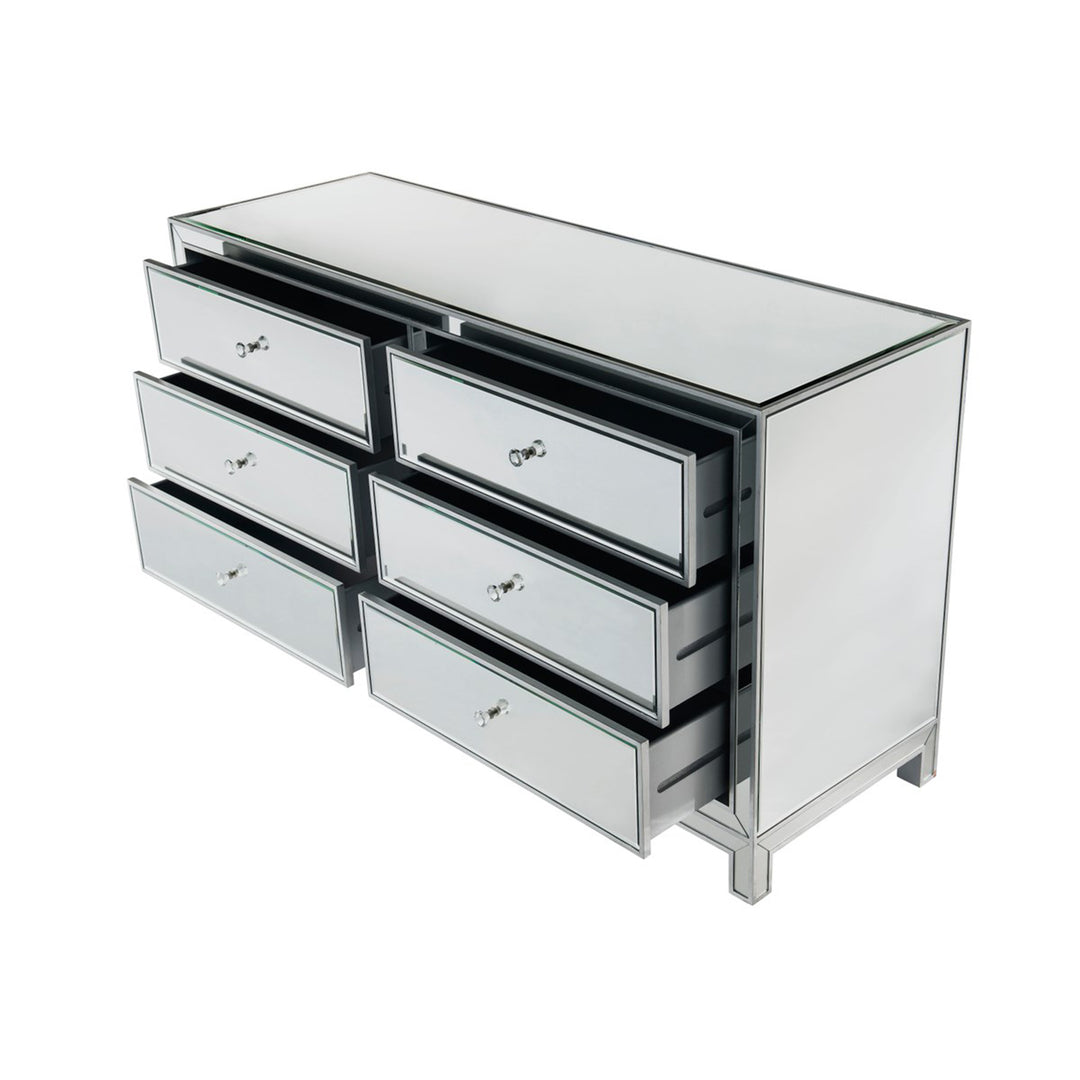 Dresser 6 Drawers 60In. W X 18In. D X 32In. H In Antique Silver Paint - View 5 - Joshua Marshal