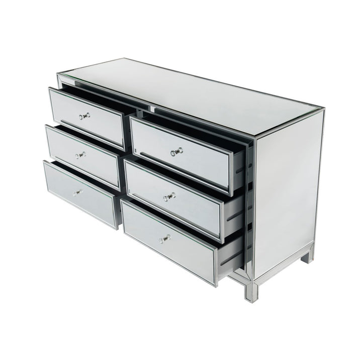 Dresser 6 Drawers 60In. W X 18In. D X 32In. H In Antique Silver Paint - View 5 - Joshua Marshal