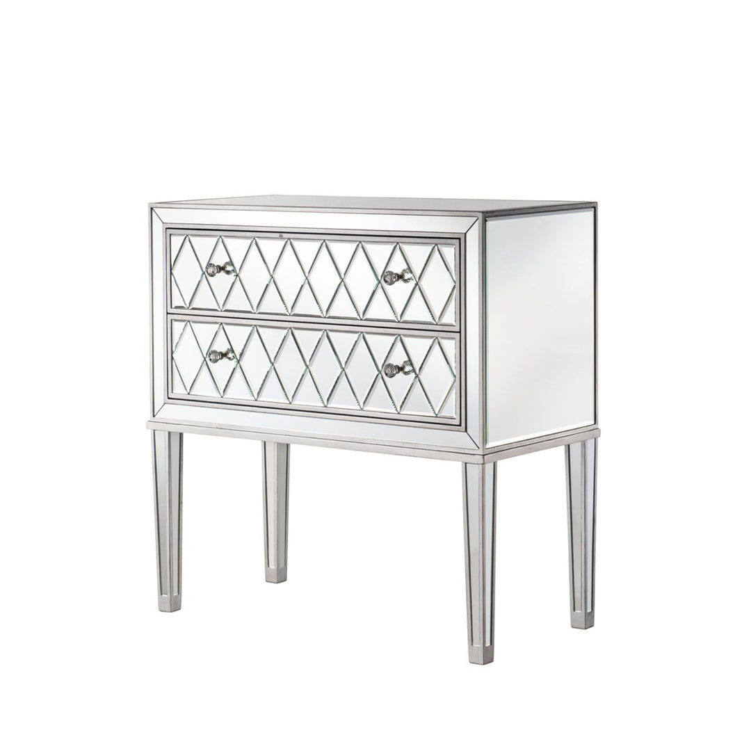 Nightstand 2 Drawers 34In. W X 16In. D X 34In. H In Antique Silver Paint - View 3 - Joshua Marshal