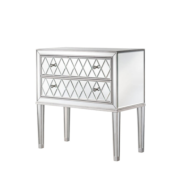 Nightstand 2 Drawers 34In. W X 16In. D X 34In. H In Antique Silver Paint - View 3 - Joshua Marshal