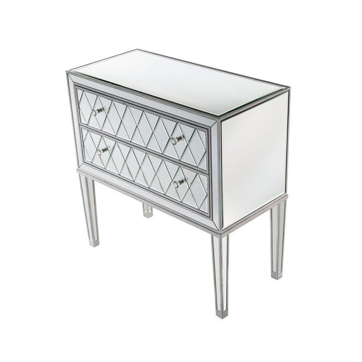 Nightstand 2 Drawers 34In. W X 16In. D X 34In. H In Antique Silver Paint - View 4 - Joshua Marshal