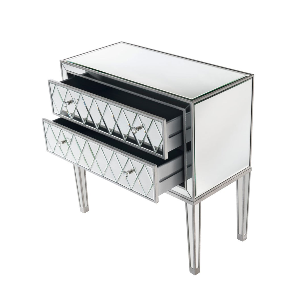 Nightstand 2 Drawers 34In. W X 16In. D X 34In. H In Antique Silver Paint - View 5 - Joshua Marshal