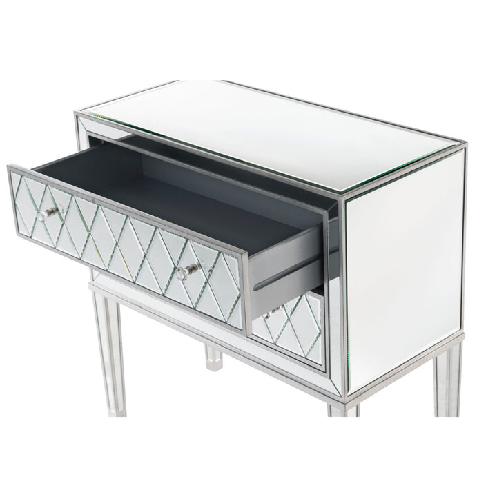 Nightstand 2 Drawers 34In. W X 16In. D X 34In. H In Antique Silver Paint - View 6 - Joshua Marshal