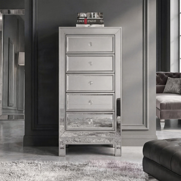 Lingerie Chest 7 Drawers 18In. W X 15In. D X 42In. H In Antique Silver Paint Antique Silver Paint Finish - FURNITURE by Joshua Marshal