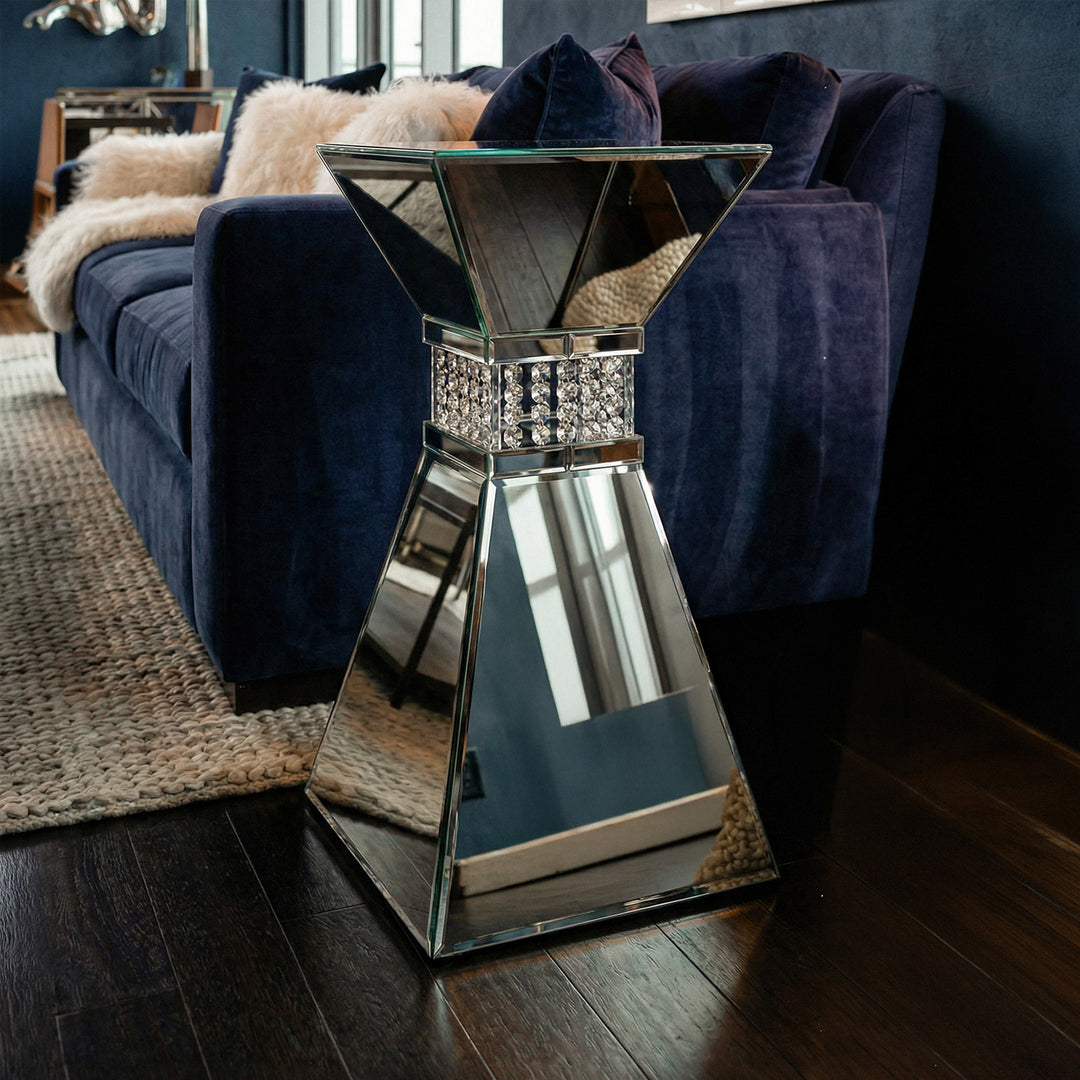 12 Inch Crystal End Table In Clear Mirror Finish Clear Finish - FURNITURE by Joshua Marshal