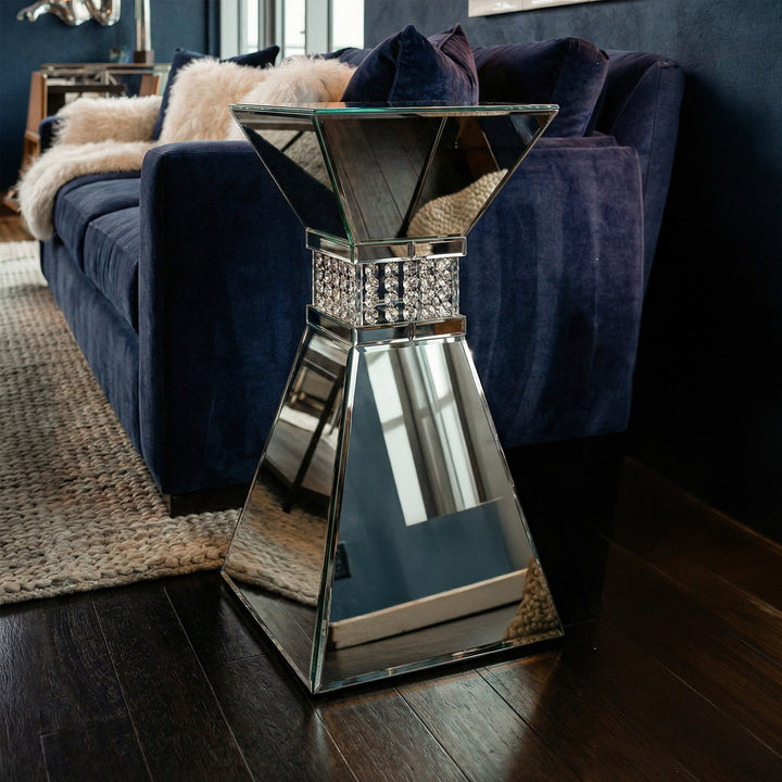 12 Inch Crystal End Table In Clear Mirror Finish Clear Finish - FURNITURE by Joshua Marshal